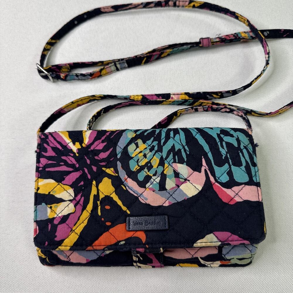 Vera Bradley All In One Crossbody Wallet Purse Butterfly Flutter RFID Protection